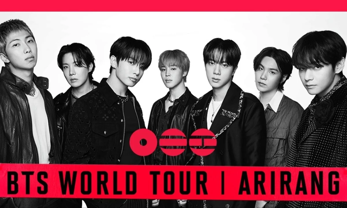 Multidão de fãs do BTS em show, grupo que retorna ao Brasil em outubro
