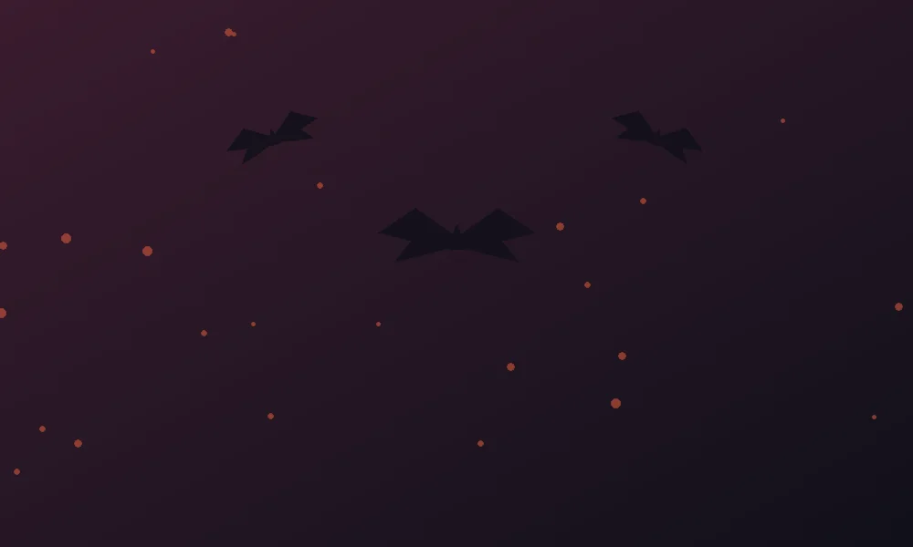 Ilustração de morcegos voando contra um céu em tons escuros