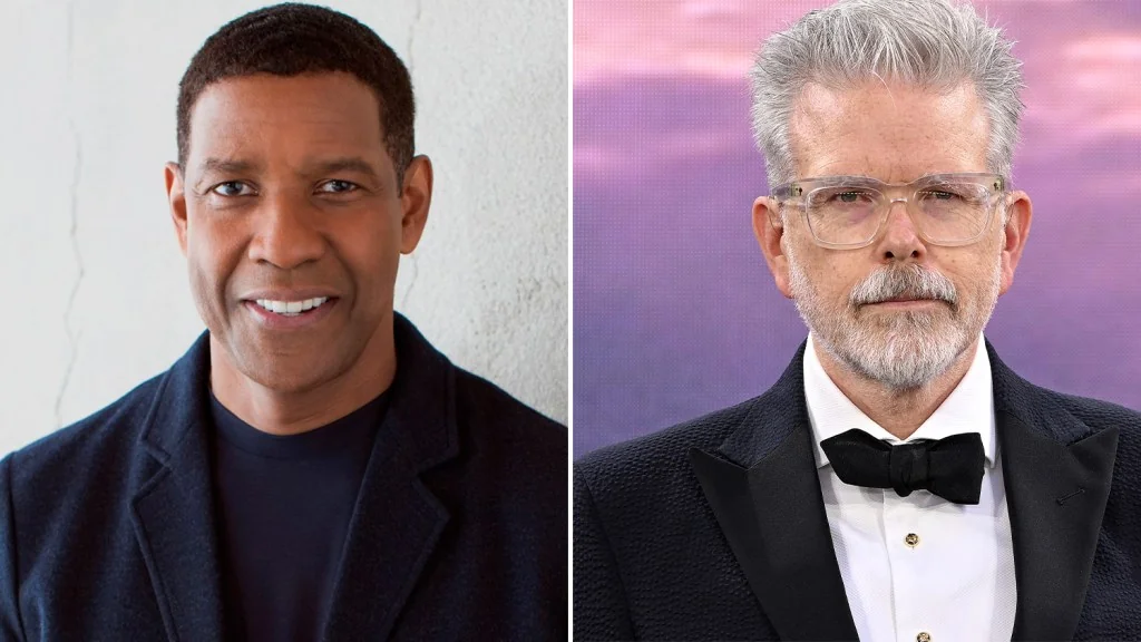 Denzel Washington e Christopher McQuarrie lado a lado em foto de divulgação