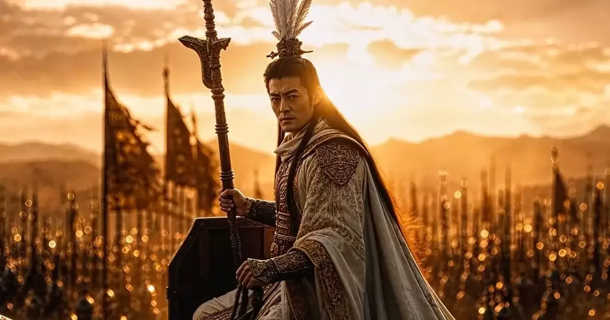 Cena do filme Sanxingdui: Future Past, com visual de ficção científica