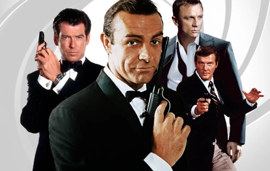 Arte com a silhueta do agente James Bond, o 007
