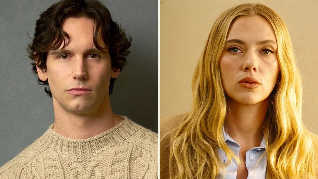 Cory Michael Smith e Scarlett Johansson em montagem de divulgação
